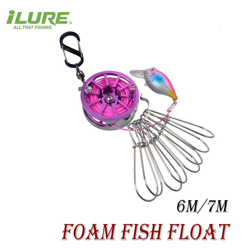 ILure-hebilla de bloqueo de pesca con carrete, cerraduras de acero inoxidable para peces vivos, cinturón, herramientas de aparejos de pesca, flotadores Stringer, carrete de pesca Pease