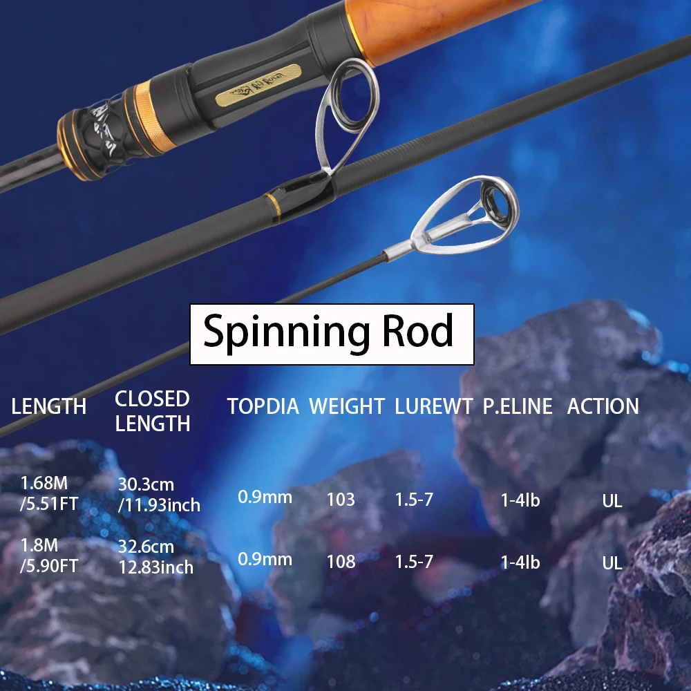 ROLLFISH-caña de pescar telescópica ultraligera UL para trucha, caña de pescar de viaje con guías Fuji, línea de PE de 100M gratis - imagen 3