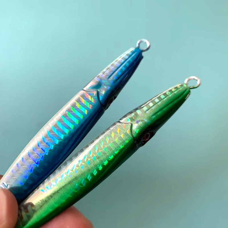 Testar-plantilla de Metal luminosa, 60g, 80g, 100g, señuelo de fundición larga, Pesca en barco, buceo profundo, cebo duro Artificial, Trolling, Jigging, Pesca - imagen 5