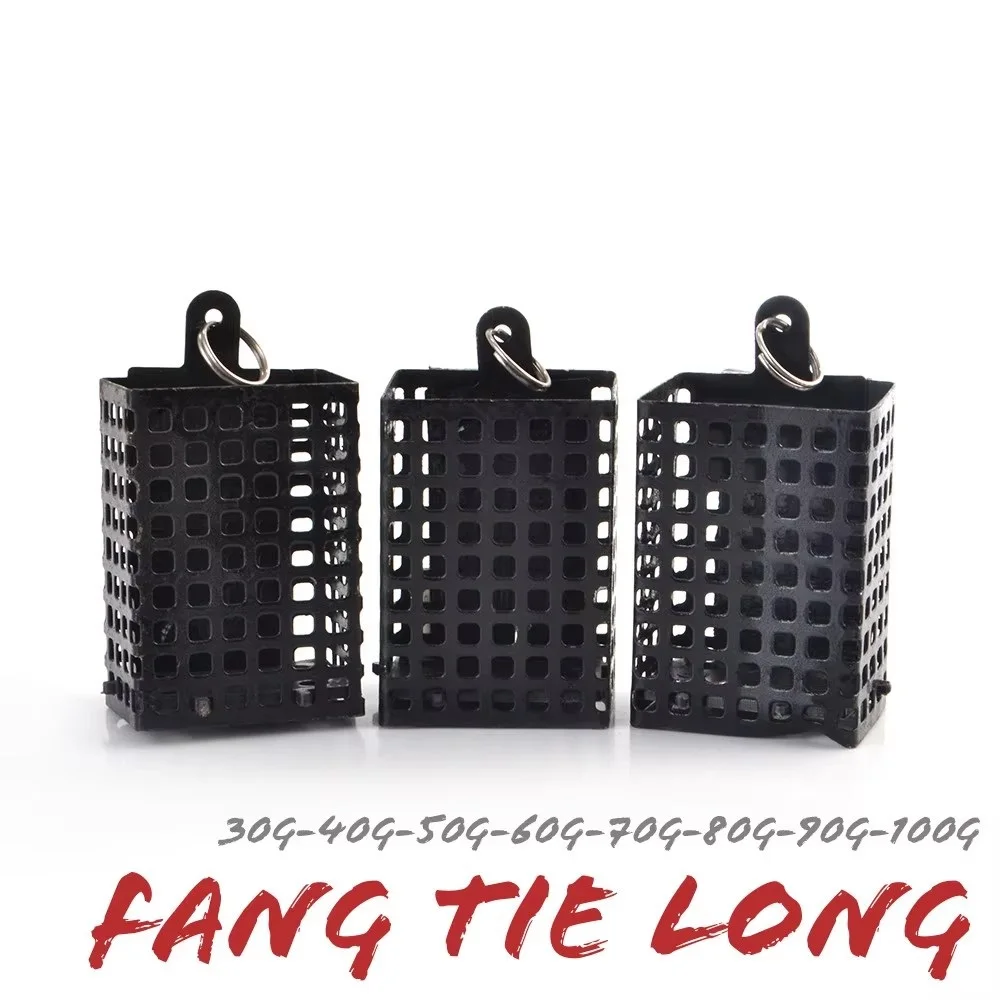 NGB 30g 40g 50g 60g 70g 80g 90g 100g alimentador cuadrado de Metal cebo jaula contenedor cebo cesta soporte alambre pesca de carpa hundimiento - imagen 2