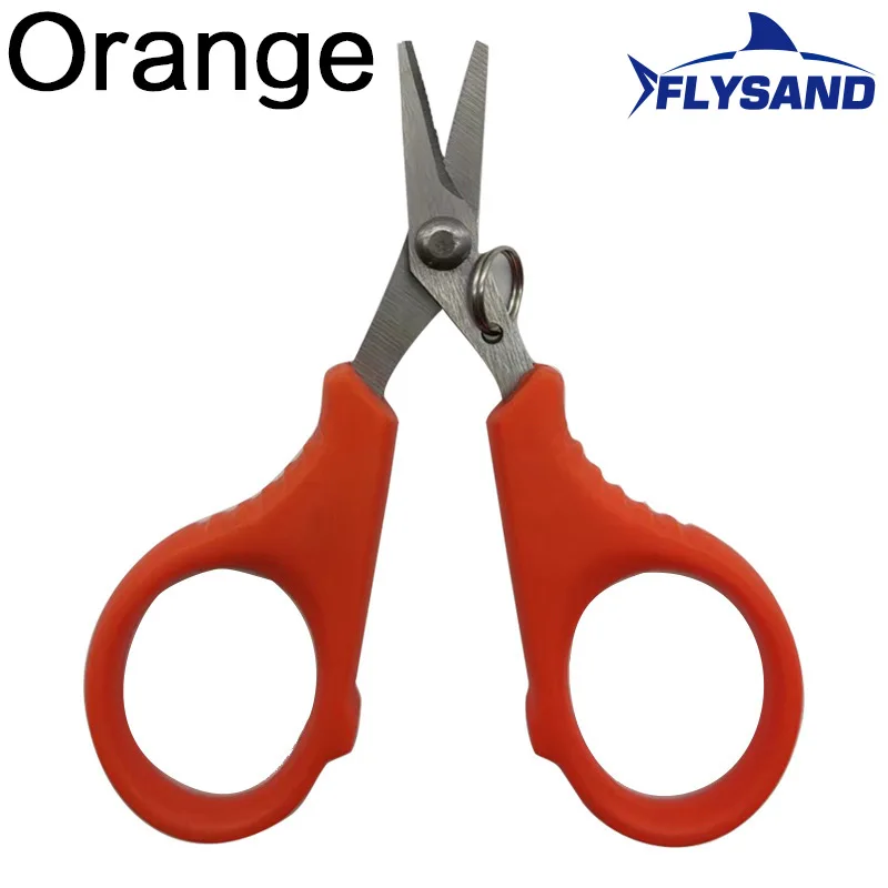 Un par de tijeras de naranja con fondo blanco