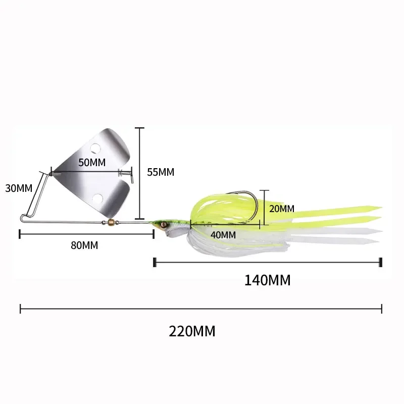 Nuevo estilo, 25,5G, Spinnerbait con cuchillas, cabeza de anzuelo, falda de silicona, pesca de carpa, cebador Artificial, cuchara de Metal, señuelo de Jigging - imagen 5
