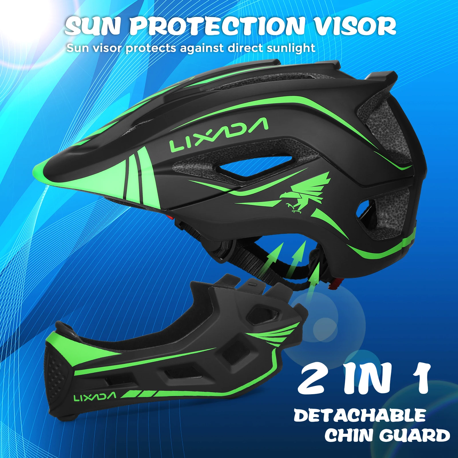 Lixada-casco facial completo desmontable 2 en 1 para niños, casco de seguridad deportivo para bicicleta, equipo de protección, casco para niños, casco de ciclismo - imagen 3