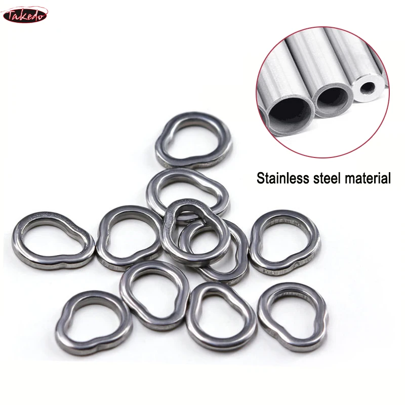 TAKEDO 50 unids/bolsa anillo sólido de pera calabaza L M S XS conector sin costuras plano de un solo bucle accesorios de pesca - imagen 3
