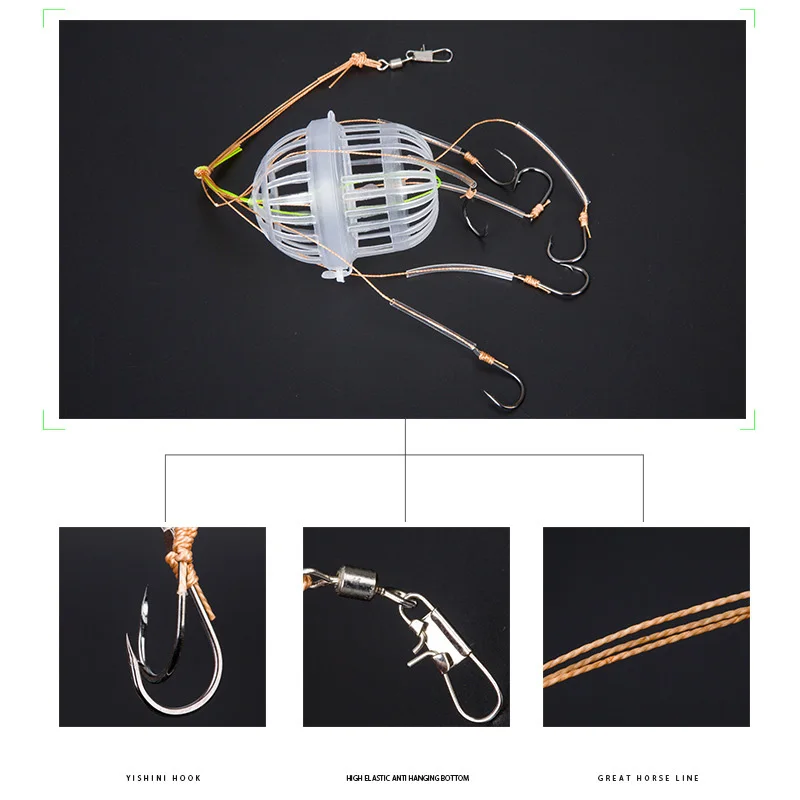 Kit de aparejos para carpa con jaula, cesta y alimentador - imagen 4