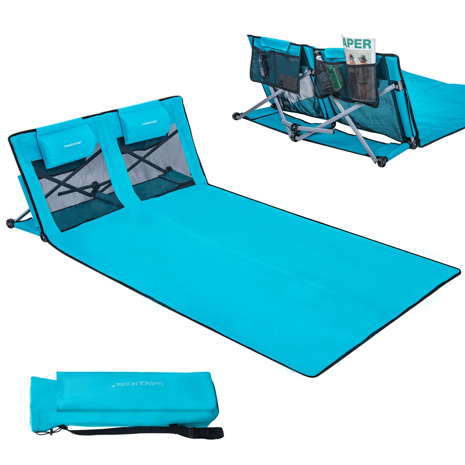 Cama de playa plegable Goture de 1,8 M con reposacabezas, cama ultraligera para exteriores, reclinable, cama plegable de viaje para playa con conducción automática - imagen 2