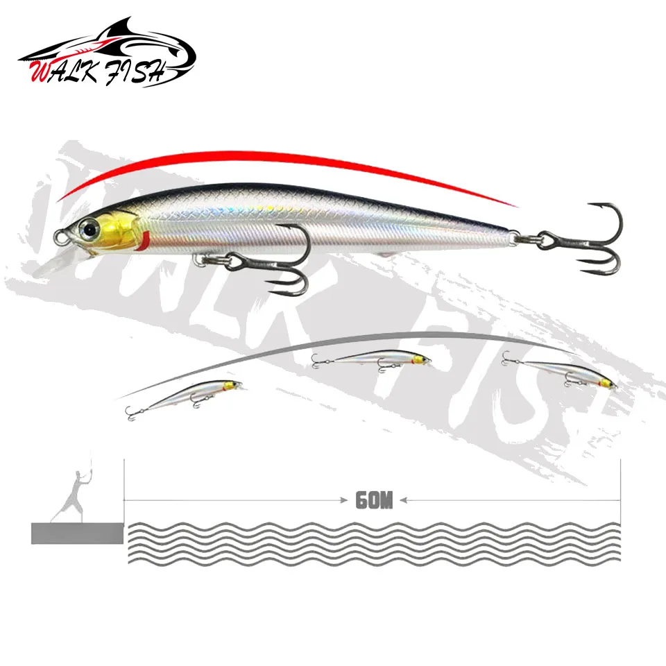 WALK FISH-señuelo de pesca de 7,4g/10g/12,2g, cebo duro Artificial de fundición larga, Wobblers para pesca de lubina y Lucio - imagen 5