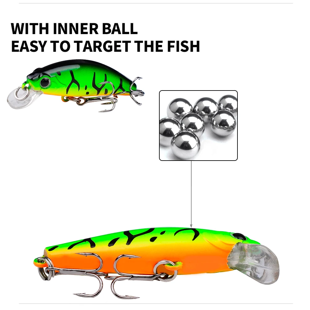 Señuelos Minnow Sinking Proberos con Anzuelo Triple de Plumas – 5,6 cm - imagen 5