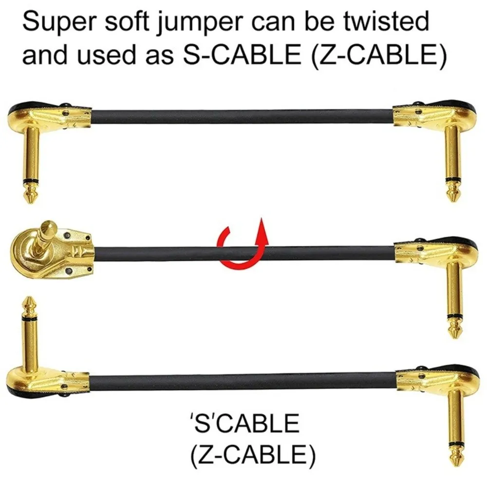 Cable de Pedal de efectos de guitarra de 15cm/30cm, Cable de superficie de diseño plano, Cable de conexión de núcleo de cobre, Cable de enchufe en ángulo recto - imagen 2