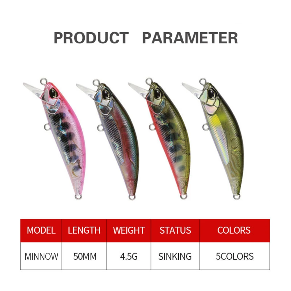 Señuelo de pesca de 5cm y 4,5g, Micro pececillo Wobbler, cebo duro Artificial que se hunde, Jerkbait, cebo de corriente de tamaño pequeño para trucha, lubina y Lucio - imagen 4