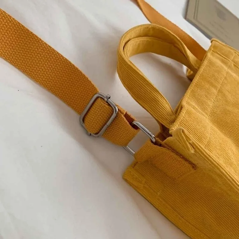 Bolso de hombro de pana con cremallera para mujer, bandolera pequeña de lona de algodón, bolso cruzado Retro Vintage para mujer - imagen 4