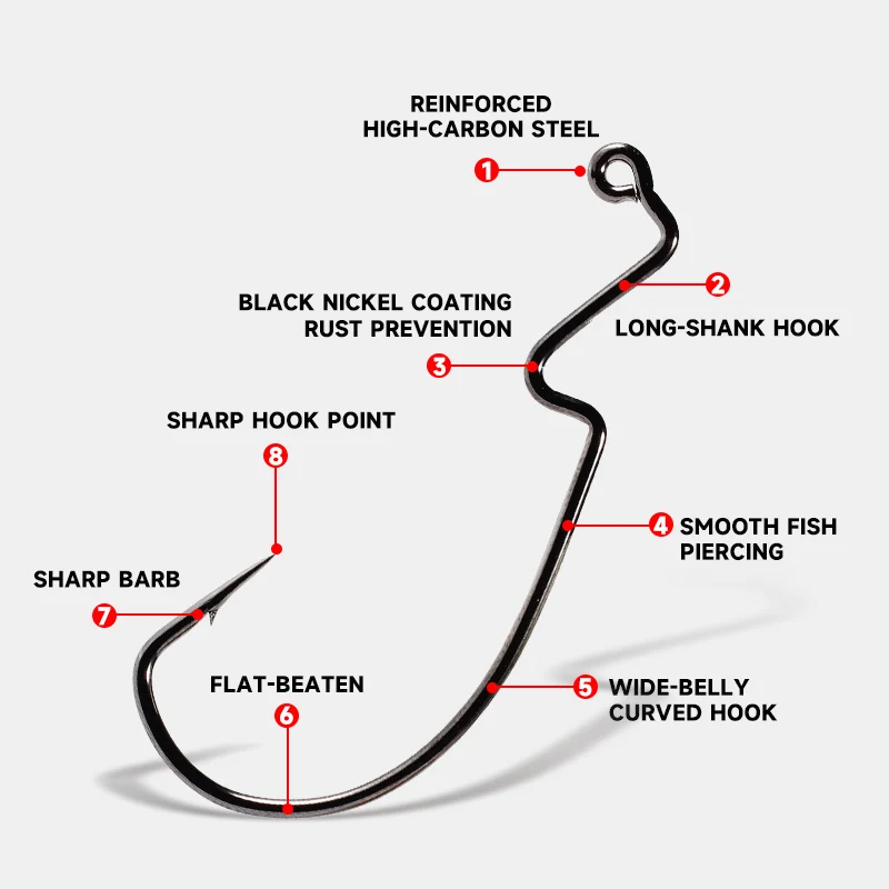 Anzuelo supercontinent multioffset para lubina, acero rico en carbono, 10 Uds., anzuelo de pesca, Señuelos de Pesca de carpa marina - imagen 4
