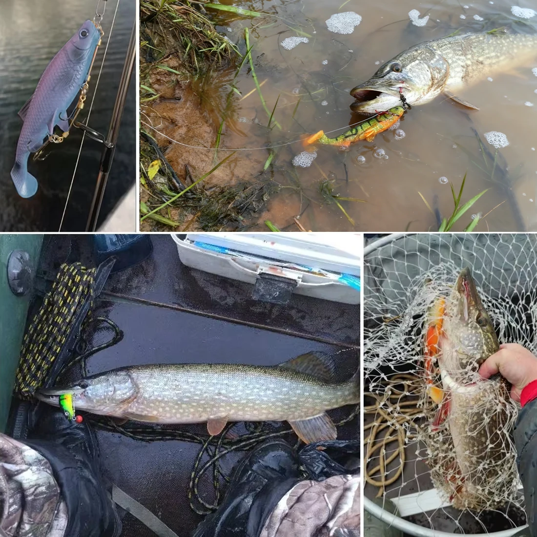 Equipo de Pesca FishTrip, Señuelos Blandos, Aparejos de Pesca con Anzuelos Dobles y Triples de Alambre de Acero, con Pasador de Bloqueo con Resorte - imagen 5