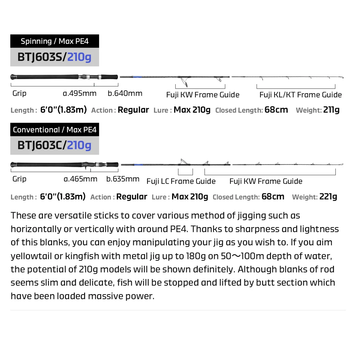 Caña de pescar NOEBY Beast Travel Jigging 1,83 m giratoria convencional 3 piezas Fuji Toray gran juego caña de pescar Jigging en alta mar - imagen 4