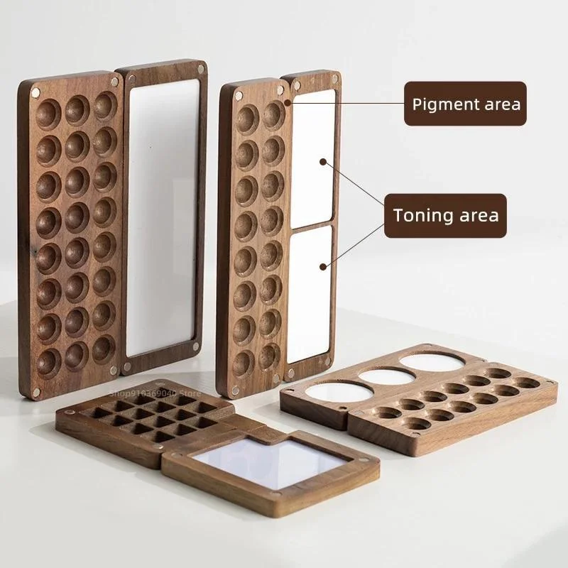 Caja de pintura de acuarela hecha a mano de madera portátil, caja de succión magnética vacía, paleta de artista, boceto de viaje, pintura, suministros de arte - imagen 2