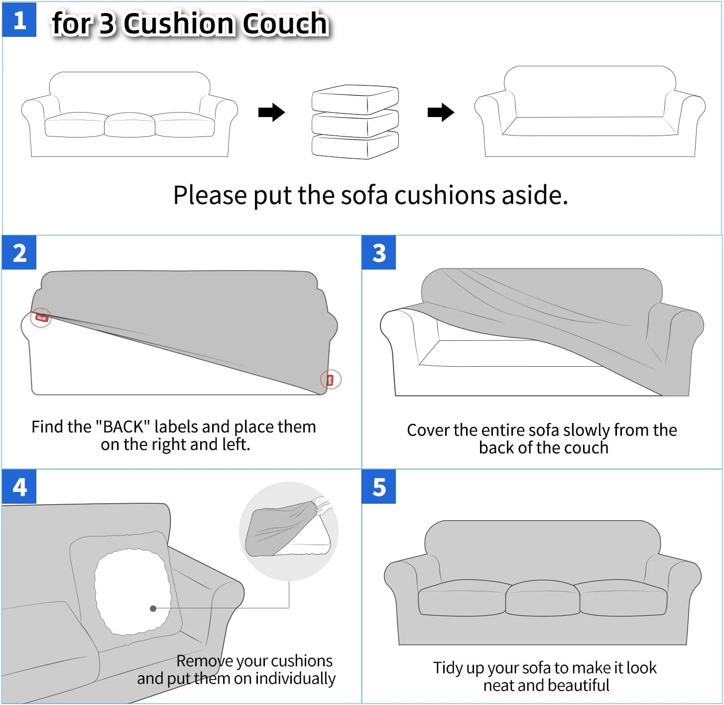 Fundas de sofá de Jacquard de LICRA para 1/2/3/4, funda de sofá elástica lavable antideslizante para perros, Protector de muebles para mascotas - imagen 5