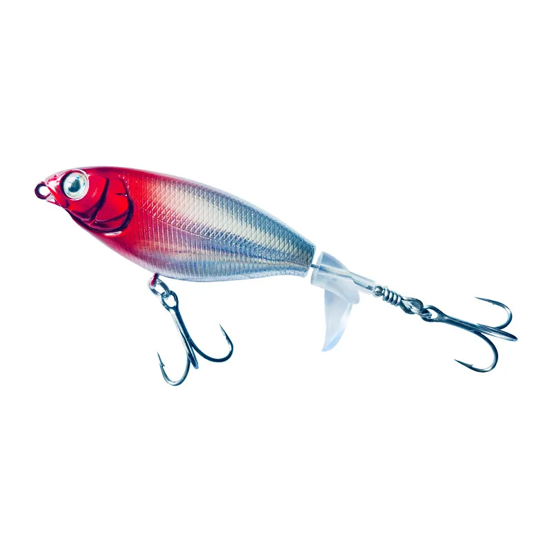 Señuelo de pesca Whopper Popper Topwater, cola giratoria, 6g, 7cm, cebo duro con anzuelo triple, señuelo de manivela, aparejos, cebo Artificial - imagen 4
