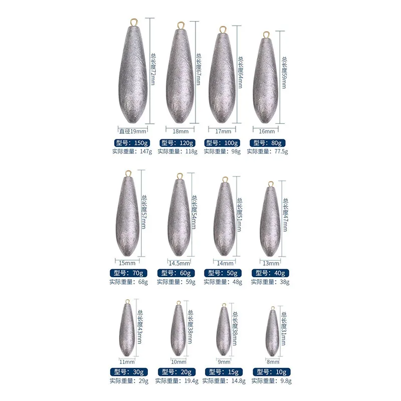 1 Uds 5/10/15/20/25/30/40/50/60/70/80/90/100/120/150/200g pesas de plomo de anillo con forma de hoja de sauce en accesorios de pesca de alta calidad - imagen 2
