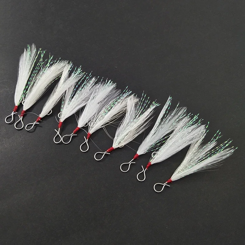 OUTKIT 10 piezas de plástico de madera suave Metal señuelo de pesca pluma cuchara cebo accesorios de pesca aparejos para anzuelo triple - imagen 3