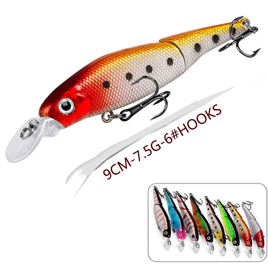 Señuelos de pesca Crankbait de varias secciones, cebos duros articulados para pececillos, Wobblers artificiales para Lucio, Trolling, aparejos de pesca, 1 Uds.