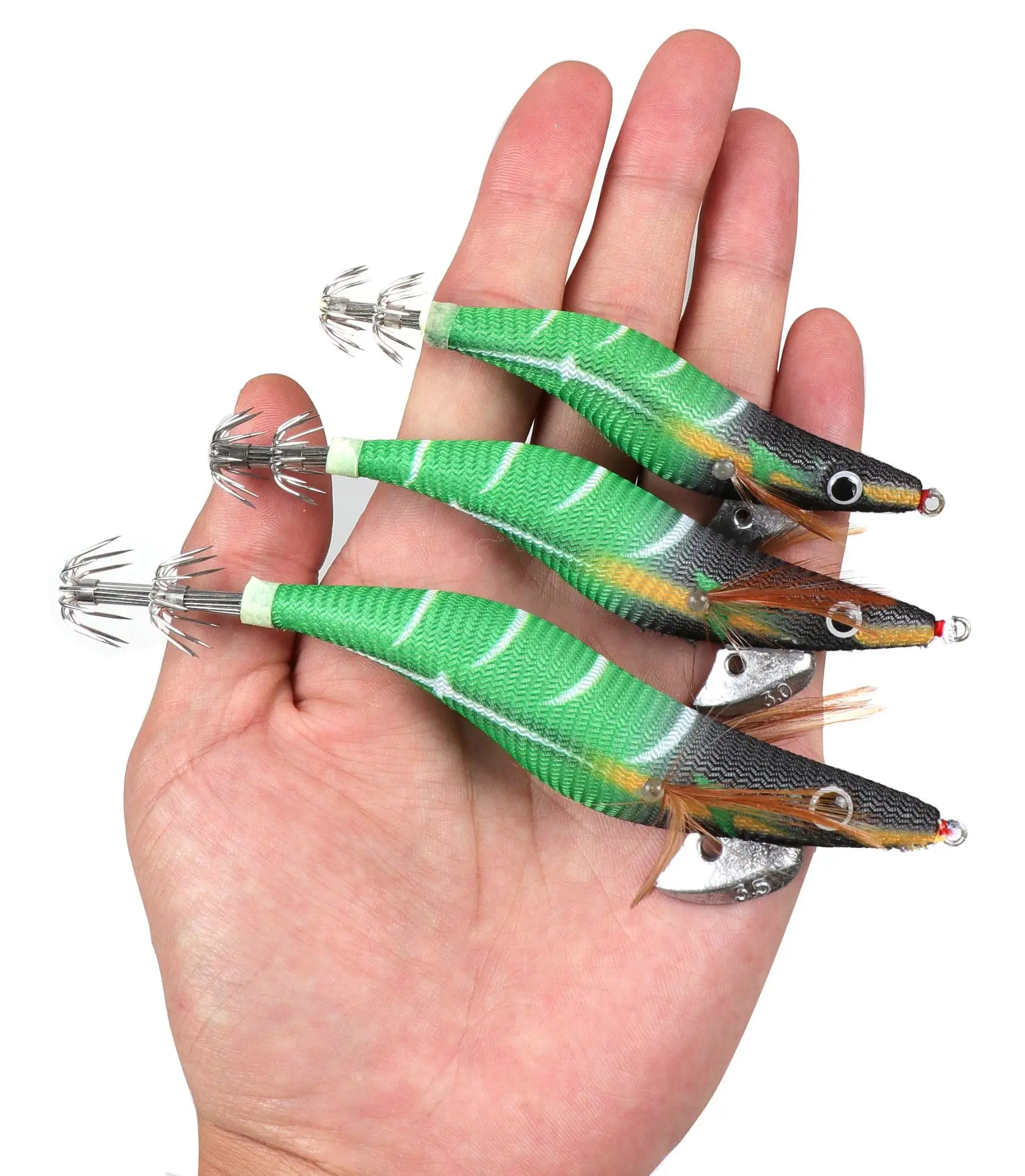 2.5 #   3.0 #   3.5 #   Plantilla de calamar, señuelo de pesca duro, camarones, gambas, brillo luminoso en la oscuridad, Biat Artificial para sepia, pulpo - imagen 4