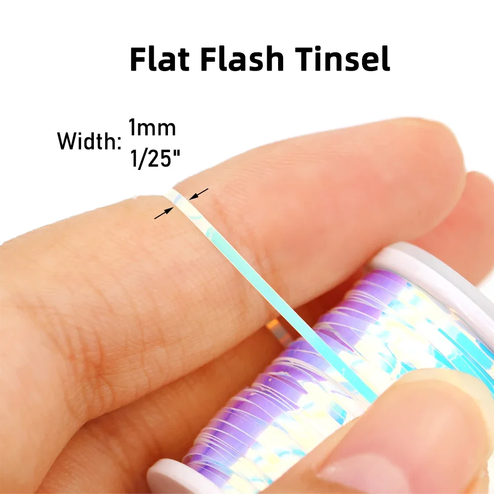 Wifreo 20m/carrete 1mm atado de moscas 2 tonos Material holográfico oropel plano de Mylar para Streamer Flashback Ninfa Midge cuerpo fabricación de costillas - imagen 4