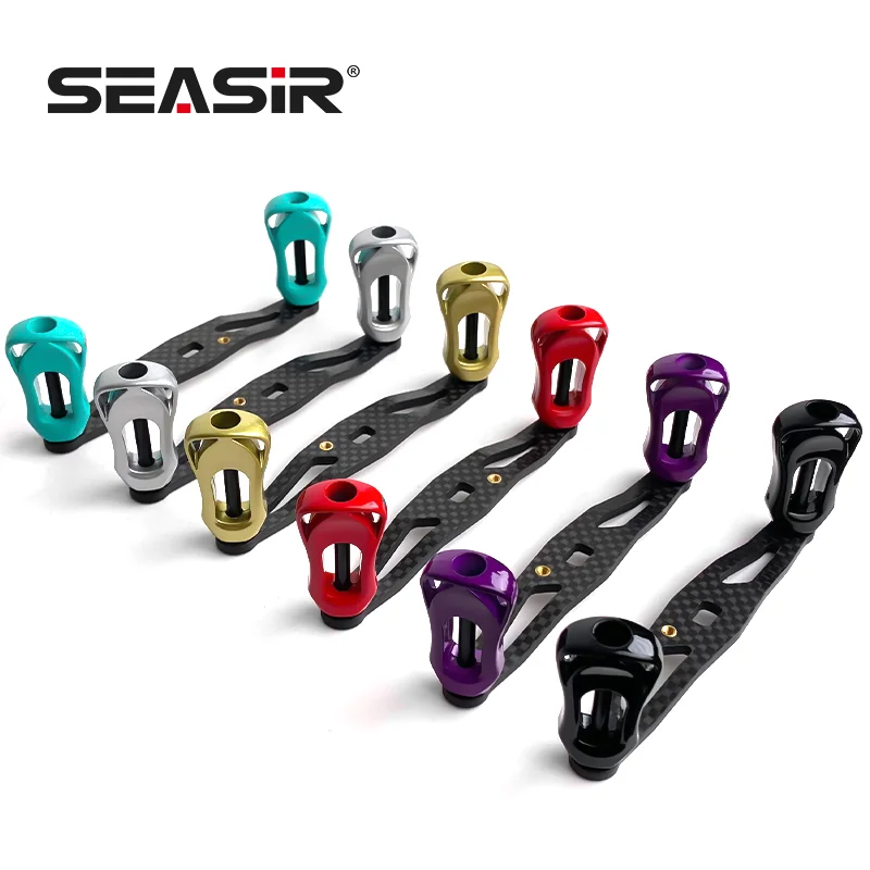 SEASIR Mango de carrete de pesca de fibra de carbono, agarre de carbono ultraligero, reajuste de 6 colores para carrete de Baitcasting, accesorios de pesca DIY - imagen 5