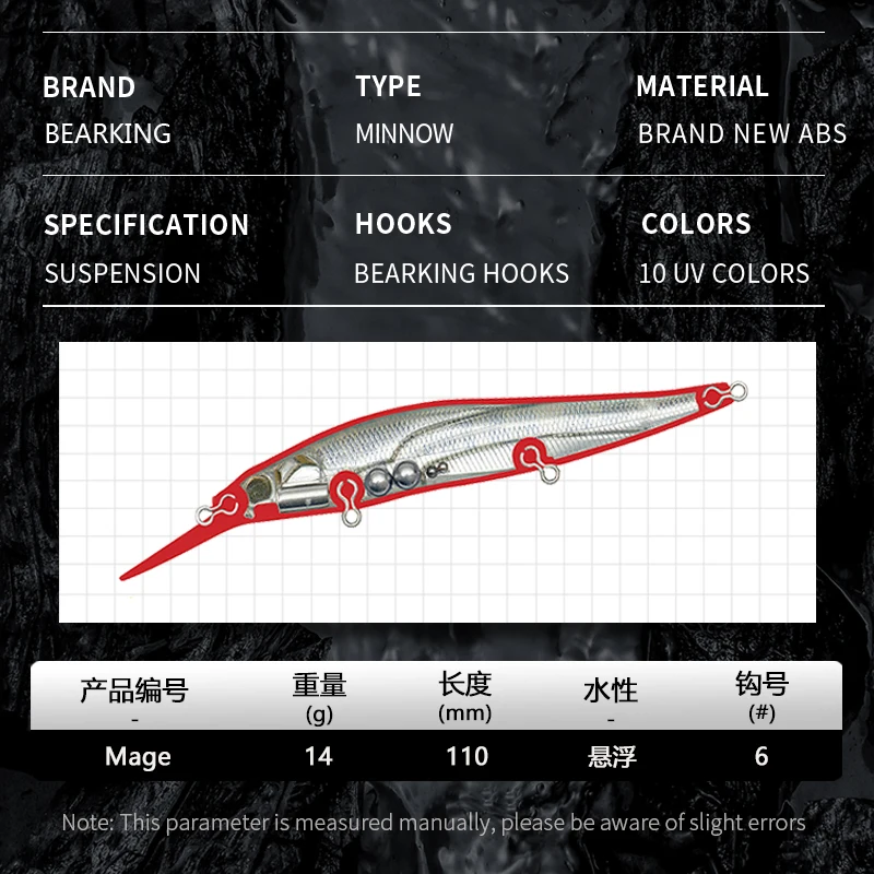 Bearking-señuelos de pesca profesionales Wobbler, 110mm, 14g, buceo, 1,8 m, SP, cebo Artificial, aparejos depredadores, Jerkbaits para Lucio y lubina - imagen 2