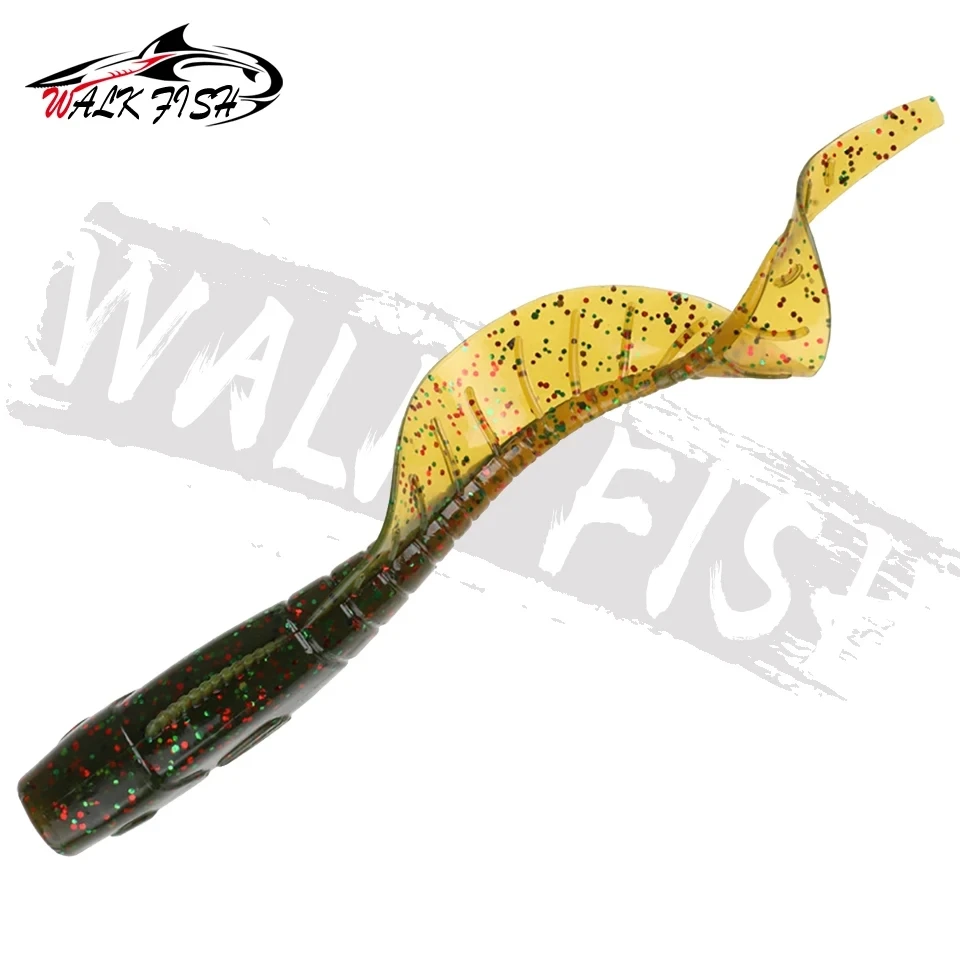 WALK FISH-señuelos de gusanos de cola larga realistas, cebo suave de silicona Artificial, Lucio, señuelo de pesca Wobbler, 11cm, 13g, 3 uds. - imagen 4