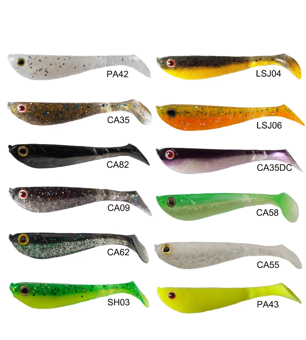 ESFISHING-Cebo de silicona suave con ojos 3D para Pesca, aparejo de Pesca con señuelo de Lucio, Vibro Shad que se hunde, 62mm, 2,8G, 10 piezas - imagen 5