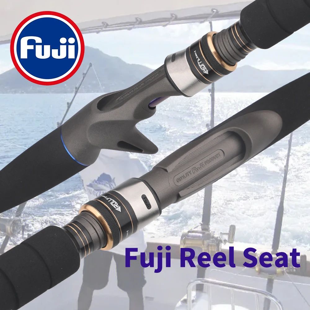 ROLLFISH-varilla de Jigging lenta de fibra de carbono con asiento de carrete Fuji, mango ergonómico para pesca de lubina y atún de aguas profundas y saladas - imagen 5