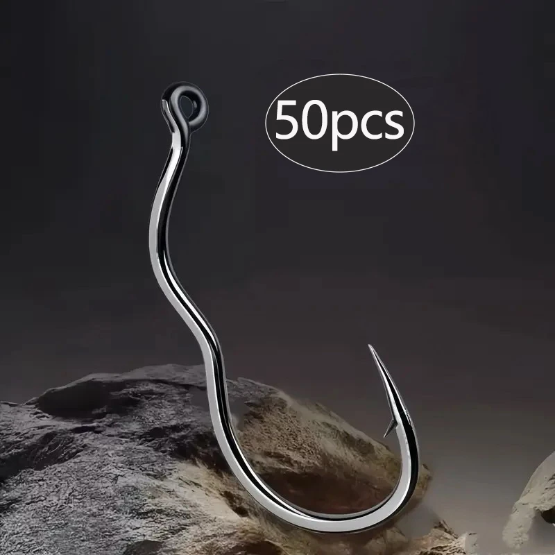 50 Uds. Gancho de 3 caracteres adjunto con tubo de marcha atrás automático manivela de acero al carbono con púas gancho de triple curvatura para pesca de carpa