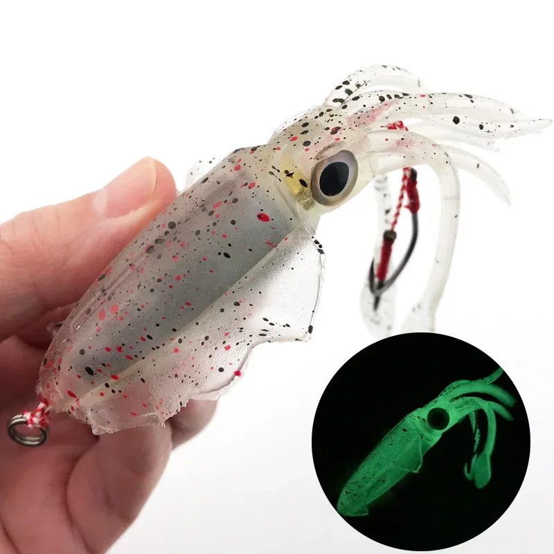 Señuelo de arrastre suave, plantilla de calamar UV luminoso para pesca en el mar, cebo Wobbler para pargo, señuelos de agua salada, 60g - imagen 2