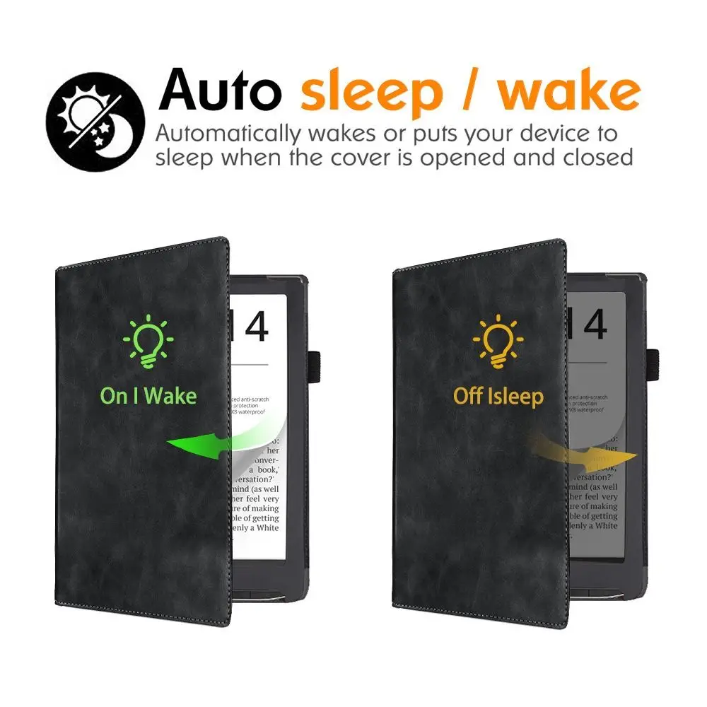 Para Pocketbook Inkpad4 funda para lector electrónico de 7,8 pulgadas funda inteligente de cuero PU carcasa protectora delgada para encendido/apagado automático con soporte de mano - imagen 3