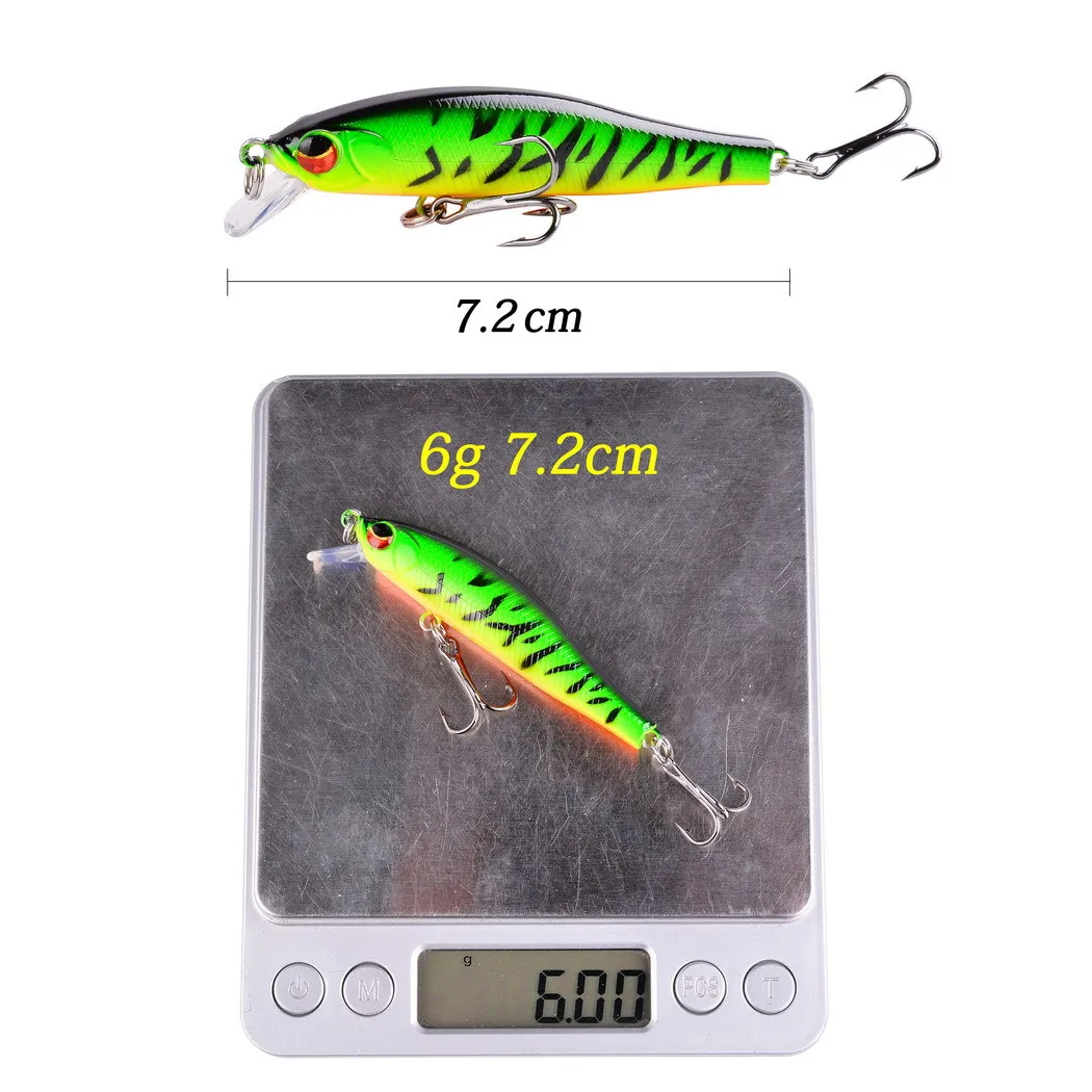 Señuelo de Pesca flotante de pececillo de cristal 3D, 72mm, 6g, Wobblers de agua salada, Jerkbait de curricán para aparejos de Pesca de lubina - imagen 5