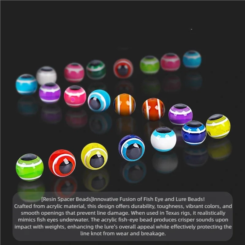 9KM 50 Uds cuentas espaciadoras transparentes redondas 3D cuentas de ojo de pesca acrílicas para fabricación de joyería DIY pulsera collar señuelo accesorios de pesca