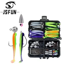 JSFUN Juego señuelos vinilo con jig head – Carpa, lucio, lucioperca