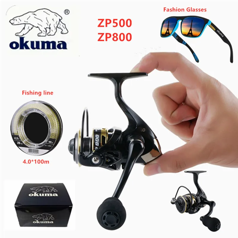 OKUMA Mini rueda giratoria 500-800 Micro rueda de pesca rueda de sedal caña de pescar en roca pesca en balsa