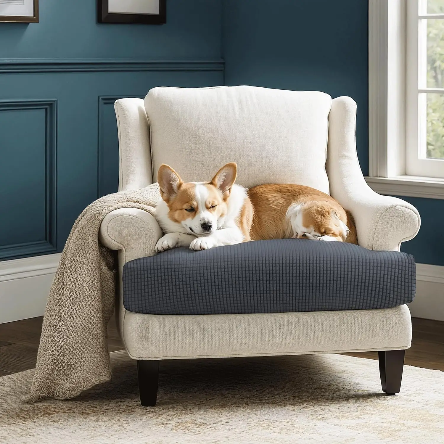 Funda para cojín de asiento de sofá de Jacquard, funda para silla elástica, lavable, extraíble, Protector de sofá Polar de 1/2/3/4 asientos, 1 ud. - imagen 5