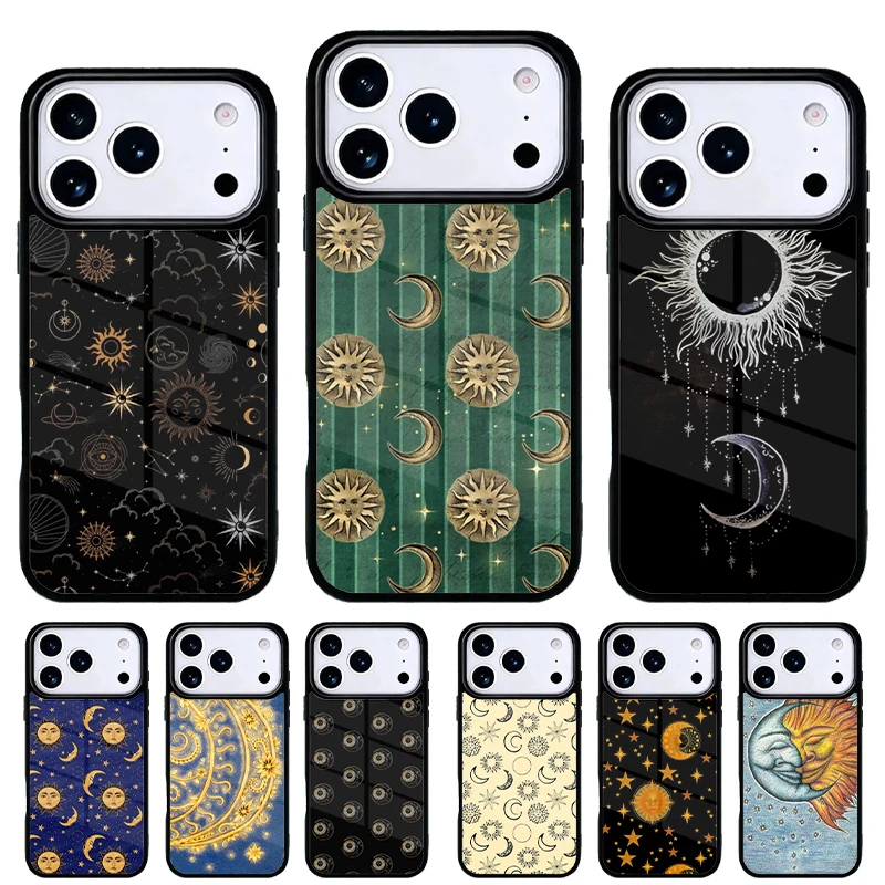 Funda vintage para iPhone 17 Air con diseño Luna Sol y Estrellas