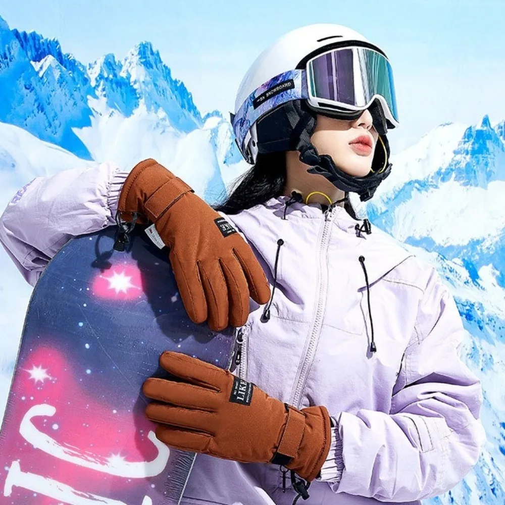 Guantes cálidos de invierno para Snowboard, guantes de lana impermeables a prueba de viento, dedos completos, guantes blancos térmicos antideslizantes para deportes al aire libre - imagen 3