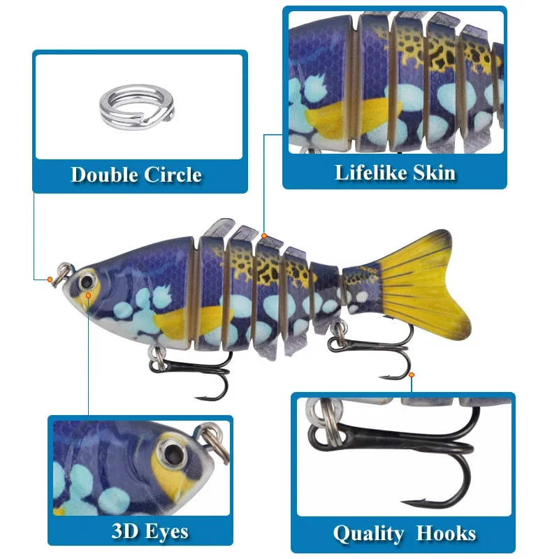 Swimbait pesca wobbler realista 7 segmentos Crankbait cebo duro lento 10cm 15g Isca señuelos artificiales aparejos de pesca - imagen 4