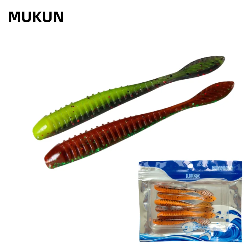 MUKUN 6 uds TPE flotante pesca señuelo suave 2,3g/85mm Wobblers Swimbait cebos de silicona lubina perca señuelo cebo Artificial aparejos