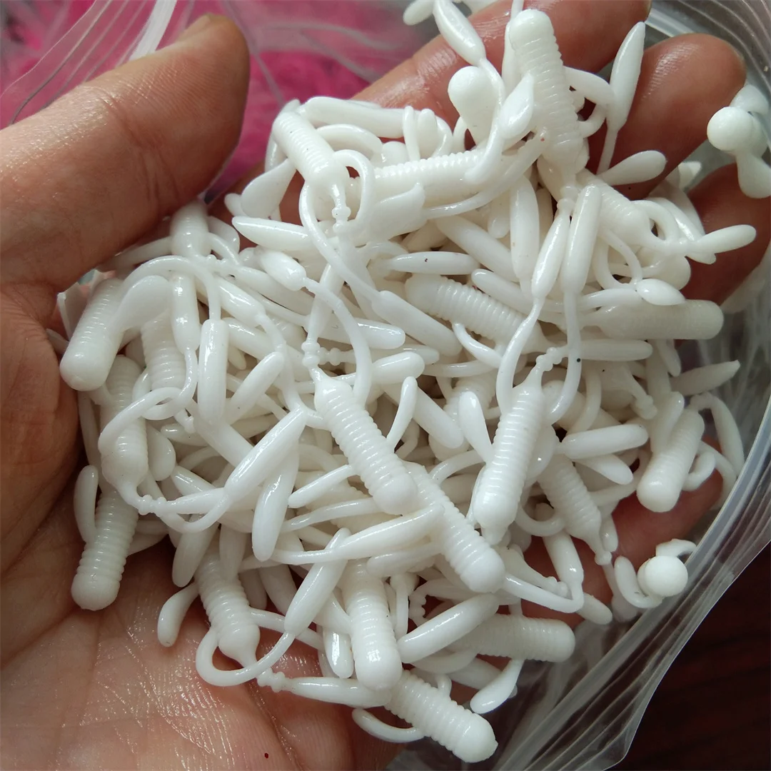 30 Uds 4cm 0,4g Jig Wobblers cebo suave de silicona gusano langosta Señuelos de pesca camarones hundimiento giratorio Twintails pesca en el mar - imagen 3