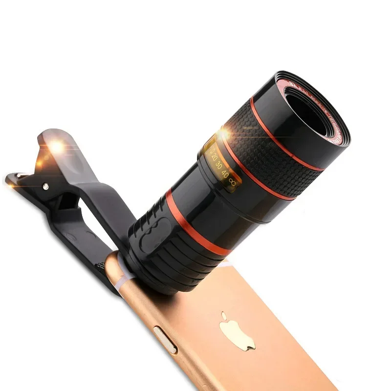 Teleobjetivo para cámara de teléfono con Zoom 8x 12x, telescopio Monocular, lente de telescopio óptico Universal con Clip para teléfono inteligente - imagen 5