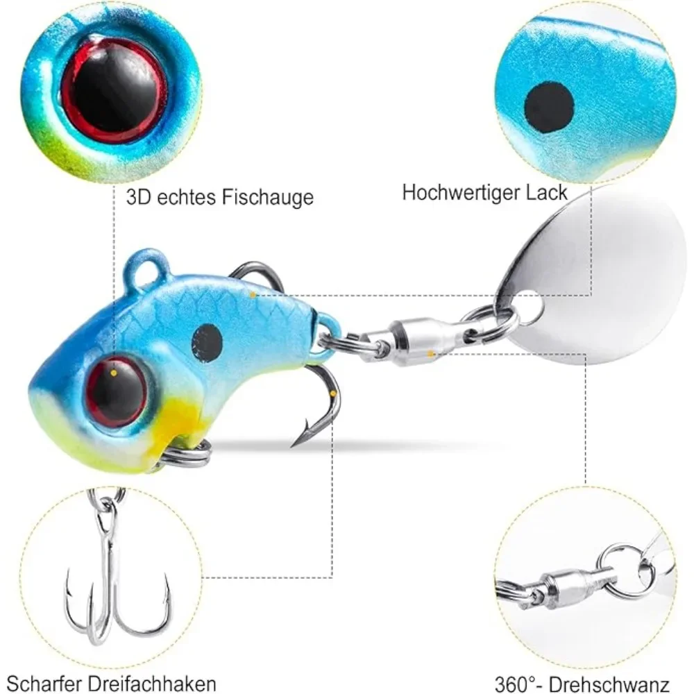 Goture 6g/10g señuelo de pesca 3D ojos rojos Jig Spinner Set Spinner pesca Spinner hoja cebo para lubina trucha agua dulce agua salada - imagen 3