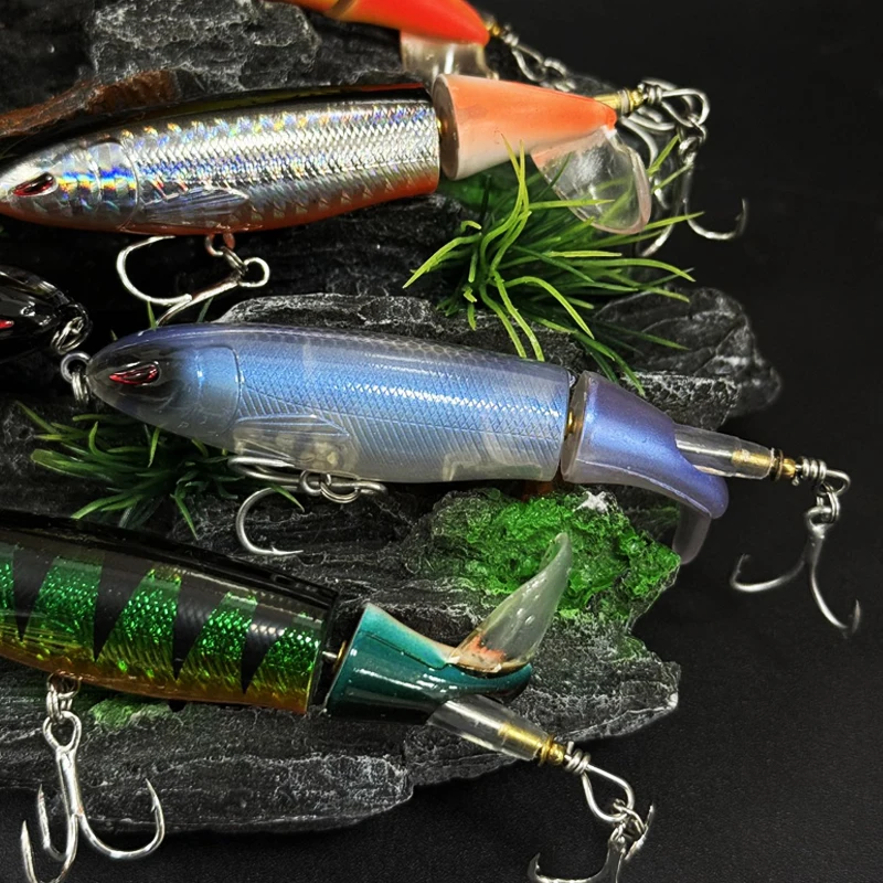 Señuelo de pesca Topwater de 14g y 90mm, cebo Artificial Whopper Popper duro, superficie trasera giratoria suave, Swimbait, suministros de pesca - imagen 5