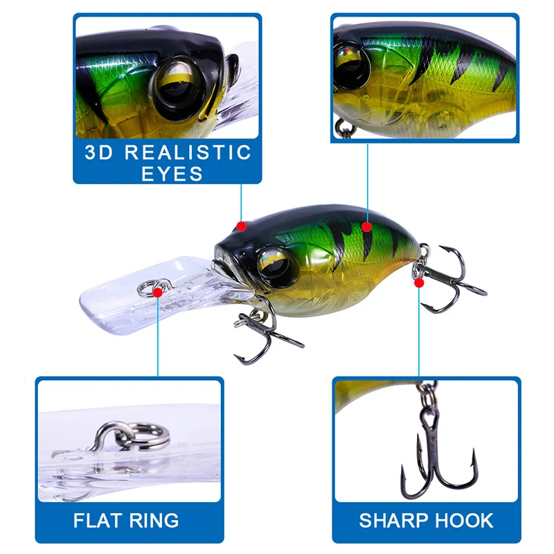 Señuelo de pesca de pececillos, 1 piezas, 80mm, 11g, Crankbait, cebo duro flotante Artificial, Wobbler, accesorios de pesca con mosca japonesa - imagen 3