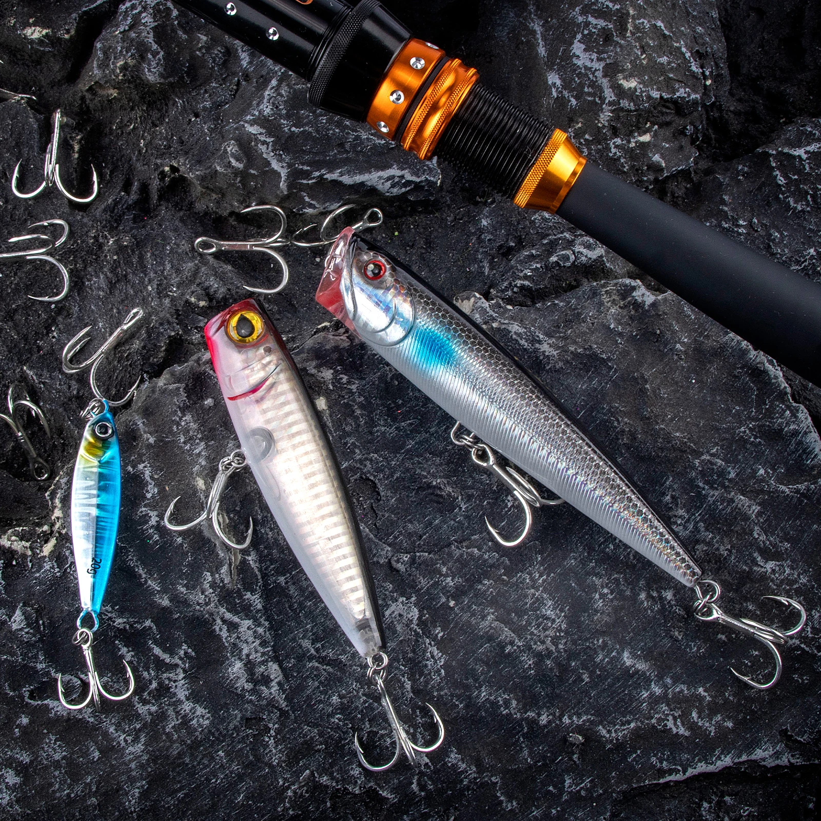 Anzuelo triple híbrido 3/0 acero al carbono punto hueco para crankbait - imagen 5