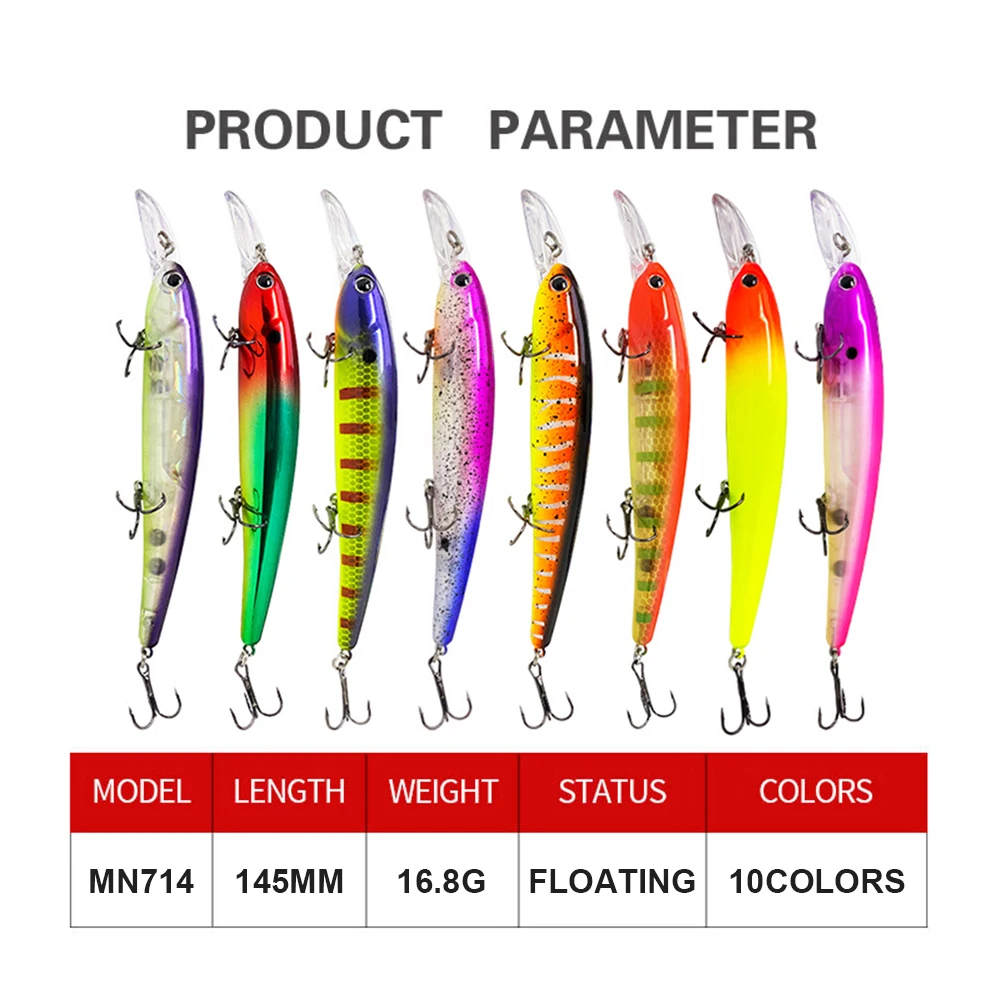 Jerkbait MN714 – Wobbler flotante, buceo profundo y lanzamiento largo - imagen 3